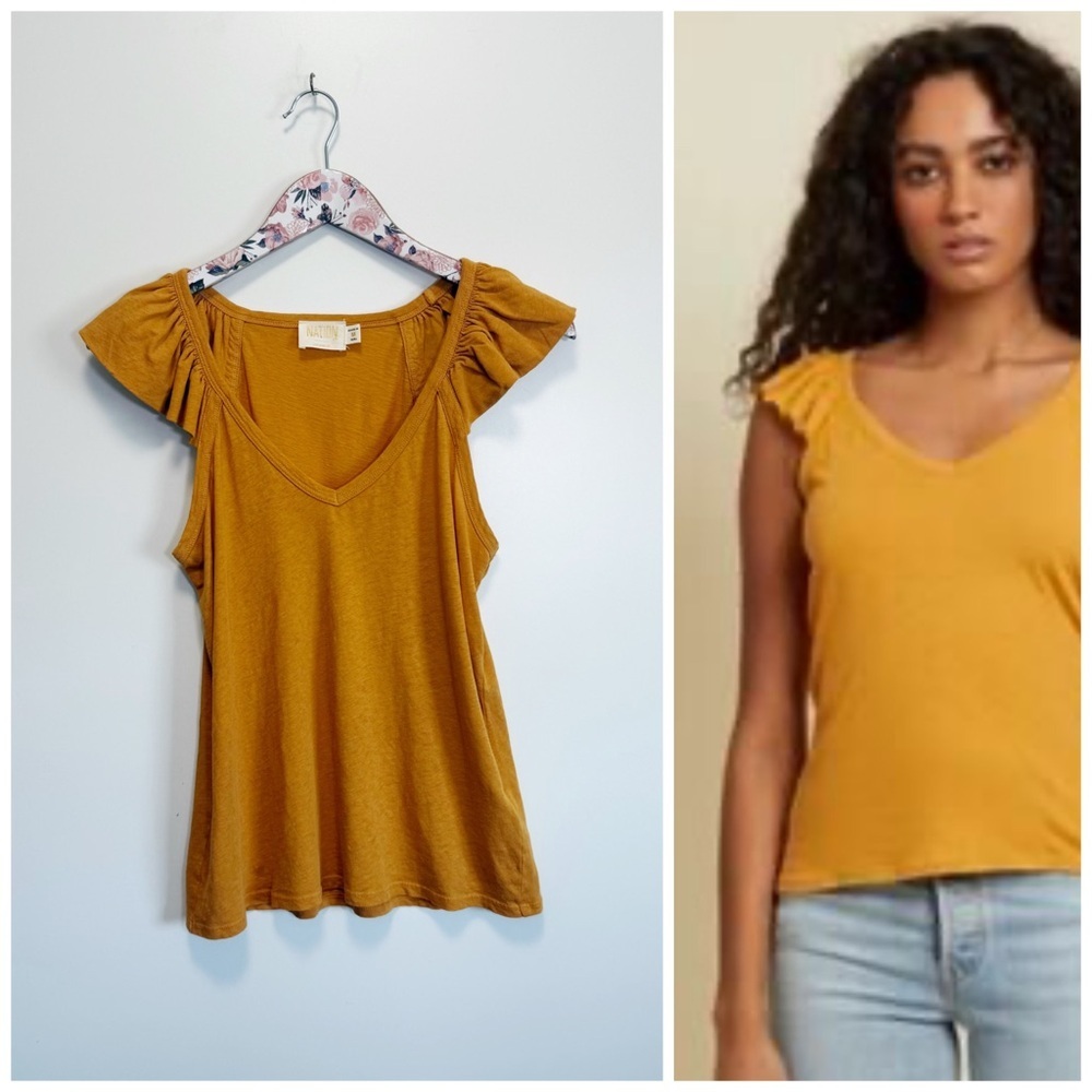 NATION LTD Aven Marigold Yellow Ruffle Cami Tank Top M Medium